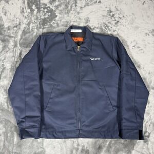 Cintas Bomber Jacket Mens Small Blue Insulated Workwear Full Zip Quilted Work